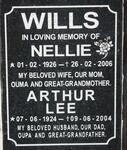 WILLS Arthur Lee 1924-2004 & Nellie 1926-2006