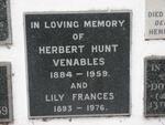 VENABLES Herbert Hunt 1884-1959 & Lily Frances 1893-1976