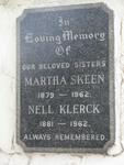 SKEEN Martha 1879-1962 :: KLERCK Nell 1881-1962