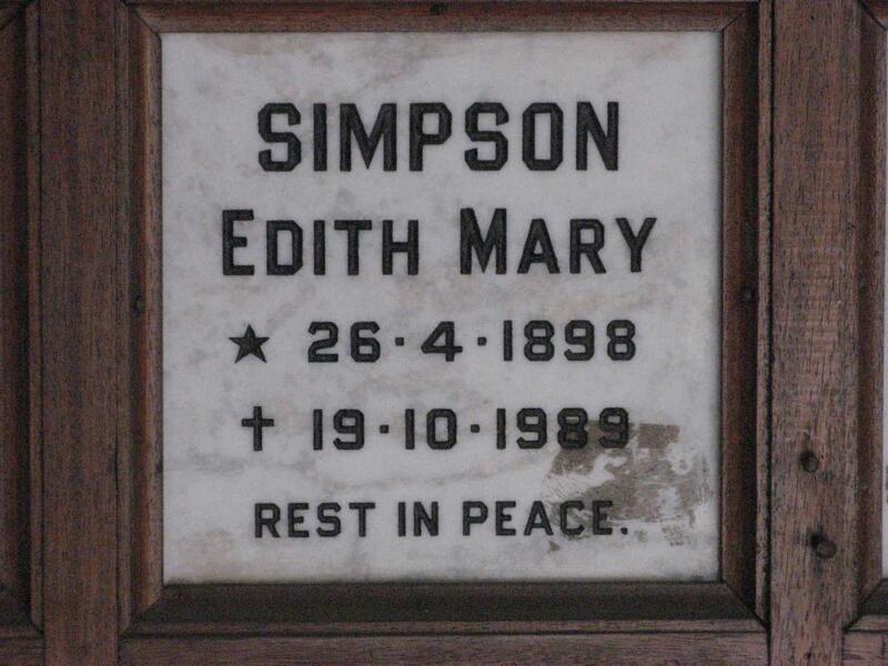 SIMPSON Edith Mary 1898-1989