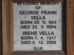 VELLA George Frank 1911-1994 & Irene 1917-2008