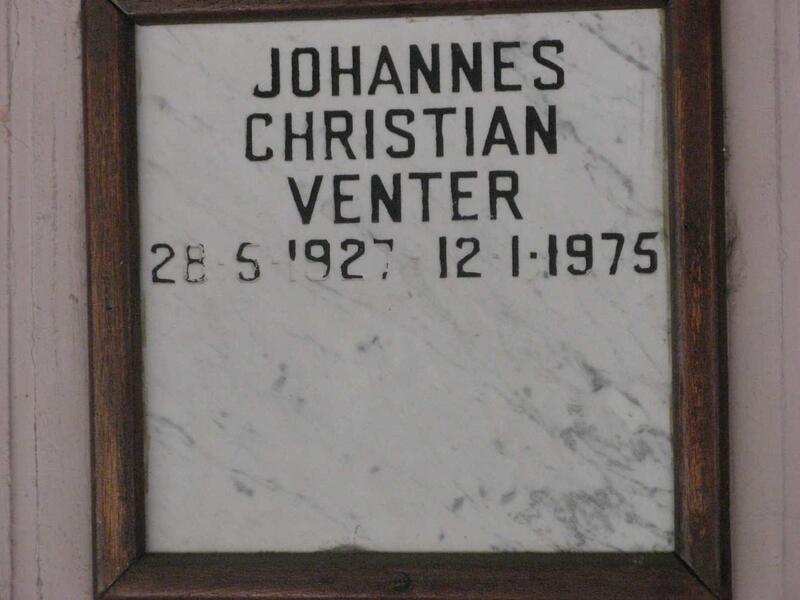 VENTER Johannes Christian 1927-1975