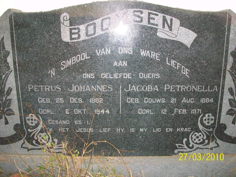 BOOYSEN Petrus Johannes 1882-1944 & Jacoba Petronella GOUWS 1884-1971