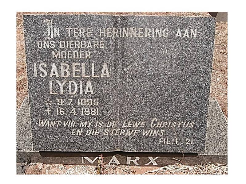 MARX Isabella Lydia 1895-1981