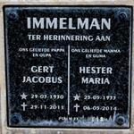 IMMELMAN Gert Jacobus 1930-2011 & Hester Maria 1933-2014