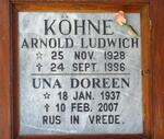 KOHNE Arnold Ludwich 1928-1996 & Una Doreen 1937-2007