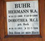 BUHR Hermann W.A. 1909-1996 & Dorothea M.C.I. BOCK 1913-2001