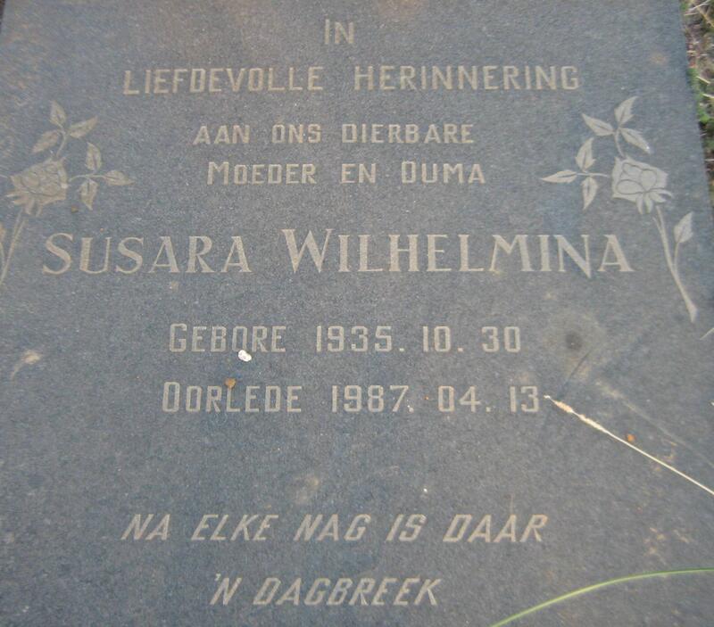 COETZEE Susara Wilhelmina 1935-1987