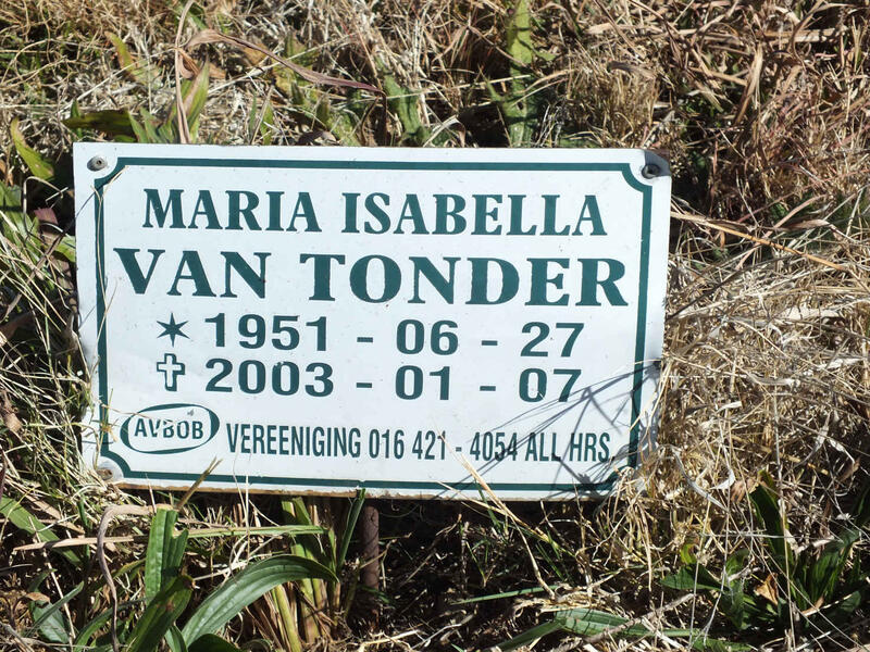 TONDER Maria Isabella, van 1951-2003