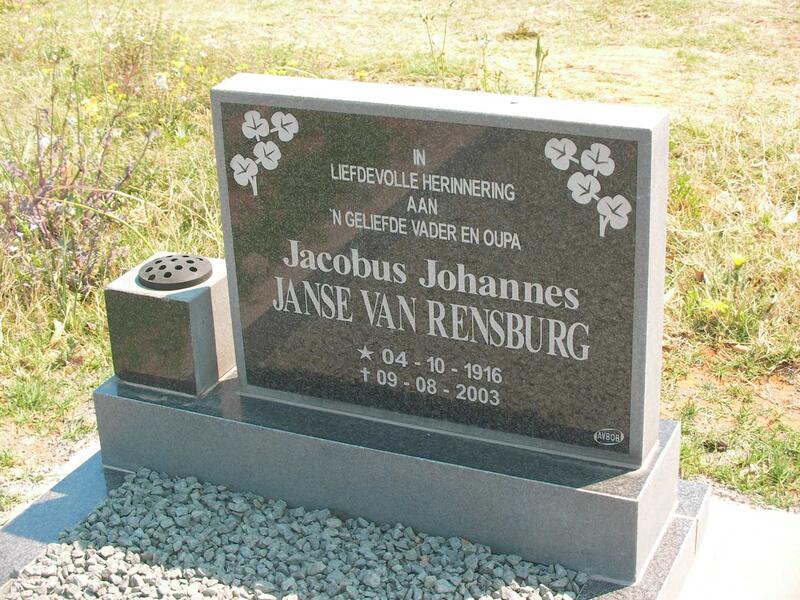 RENSBURG Jacobus Johannes, Janse van 1916-2003