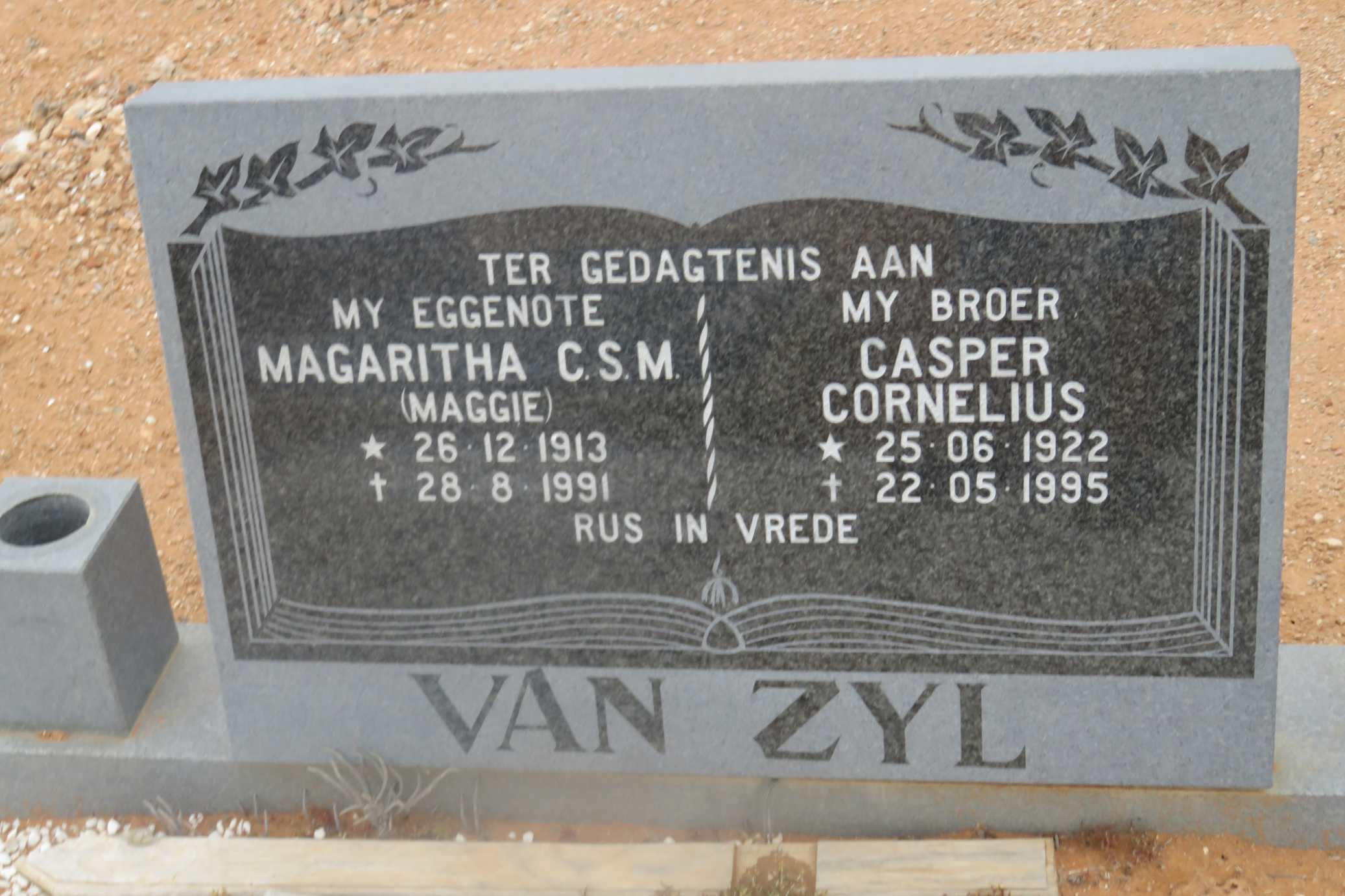 ZYL Casper Cornelius, van 1922-1995 & Magaritha C.S.M. 1913-1991