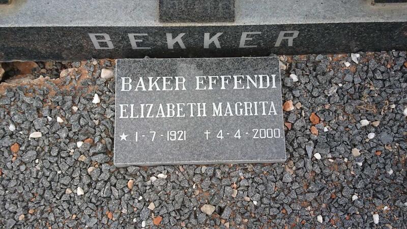 EFFENDI Elizabeth Magrita, BAKER 1921-2000
