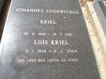 KRIEL Johannes Lodewickus 1916-1982 & Lois 1926-2004