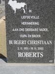 ROBERTS Burgert Christiaan 1931-2003