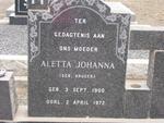 MARITZ Aletta Johanna nee KRUGER 1900-1972