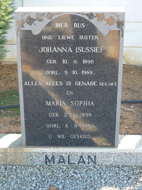 MALAN Johanna 1890-1969 :: MALAN Maria Sophia 1898-1980