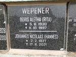 WEPENER Johannes Nicolaas 1927-2021 & Doris Aletha 1930-1997