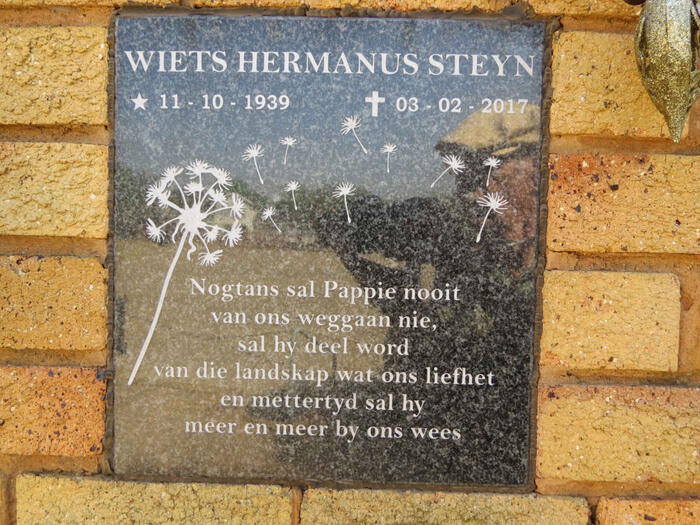 STEYN Wiets Hermanus 1939-2017