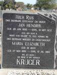 KRUGER Jan Hendrik 1892-1932 & Maria Elizabeth DE BEER 1895-1965