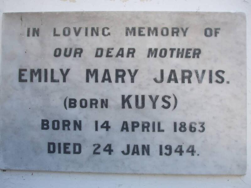 JARVIS Emily Mary nee KUYS 1863-1944