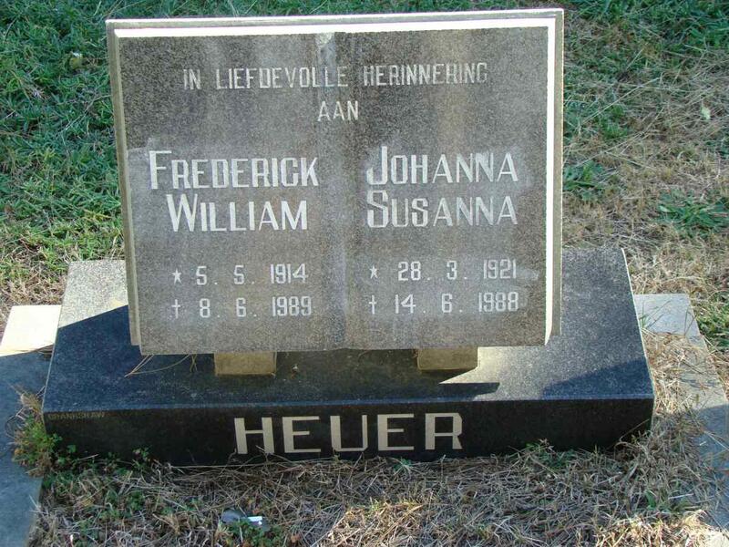 HEUER Frederick William 1914-1989 & Johanna Susanna 1921-1988