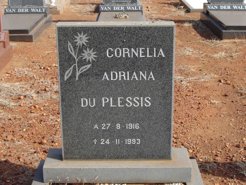 PLESSIS Cornelia Adriana, du 1916-1993