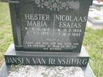 RENSBURG Nicolaas Esaias, Jansen van 1909-1989 & Hester Maria 1912-1974