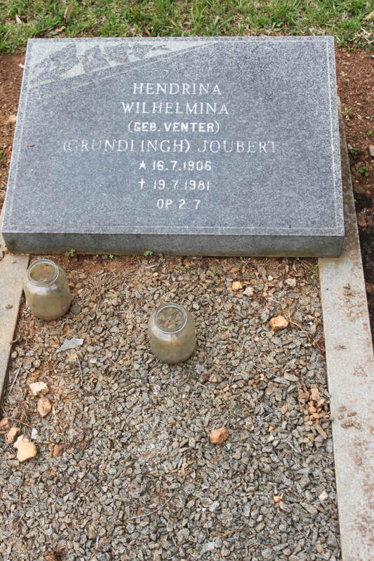 JOUBERT Hendrina Wilhelmina formerly GRUNDLINGH nee VENTER 1906-1981