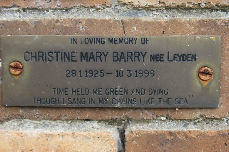 BARRY Christine Mary nee LEYDEN 1925-1999