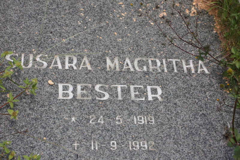 BESTER Susara Magritha 1919-1992