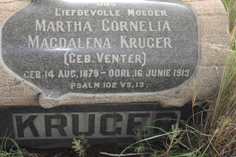 KRUGER Martha Cornelia Magdalena nee VENTER 1879-1913