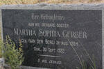 GERBER Martha Sophia nee VAN DEN BERG 1904-1922