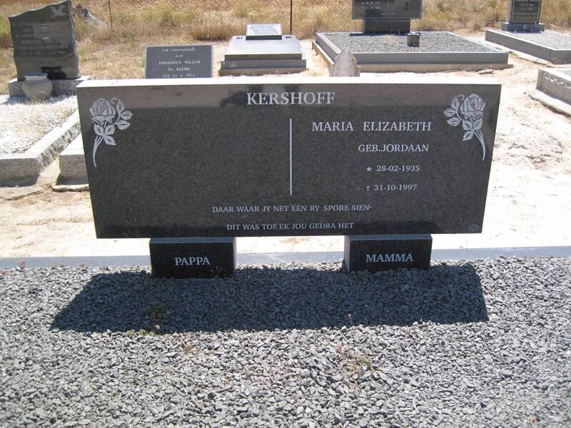 KERSHOFF Maria Elizabeth nee JORDAAN 1935-1997