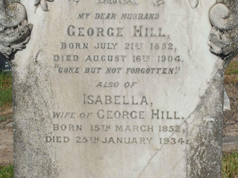 HILL George 1852-1904 & Isabella 1852-1934