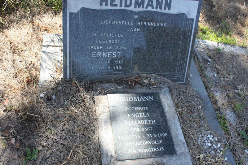 HEIDMANN Ernest 1913-1981 & Engela Elizabeth SMIT 1916-1993