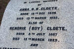 CLOETE Anna B.B. 1896-1928 :: CLOETE Hendrik 1887-1929