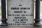 HABUTZEL Conrad Heinrich 1893-1979 :: HABLUTZEL H.E.C. nee GASSON 1928-1991