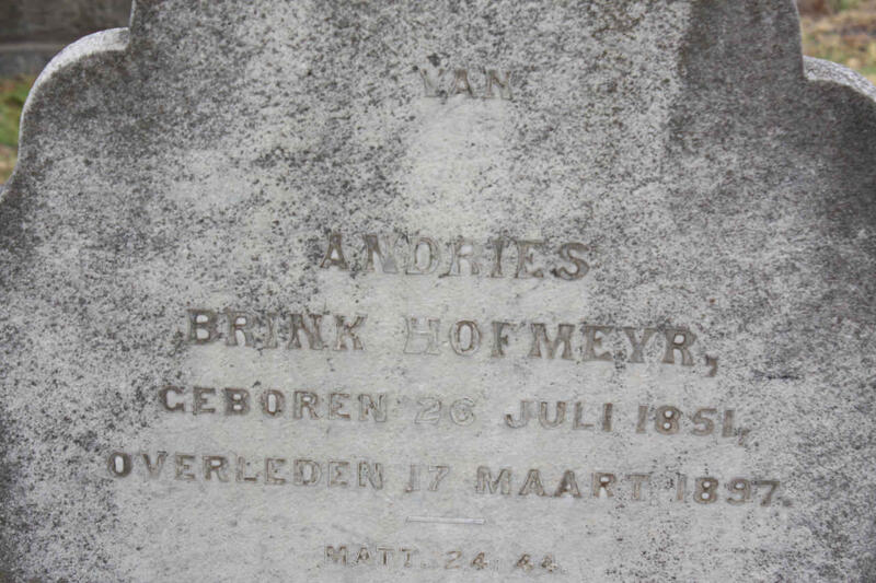 HOFMEYR Andries Brink 1851-1897