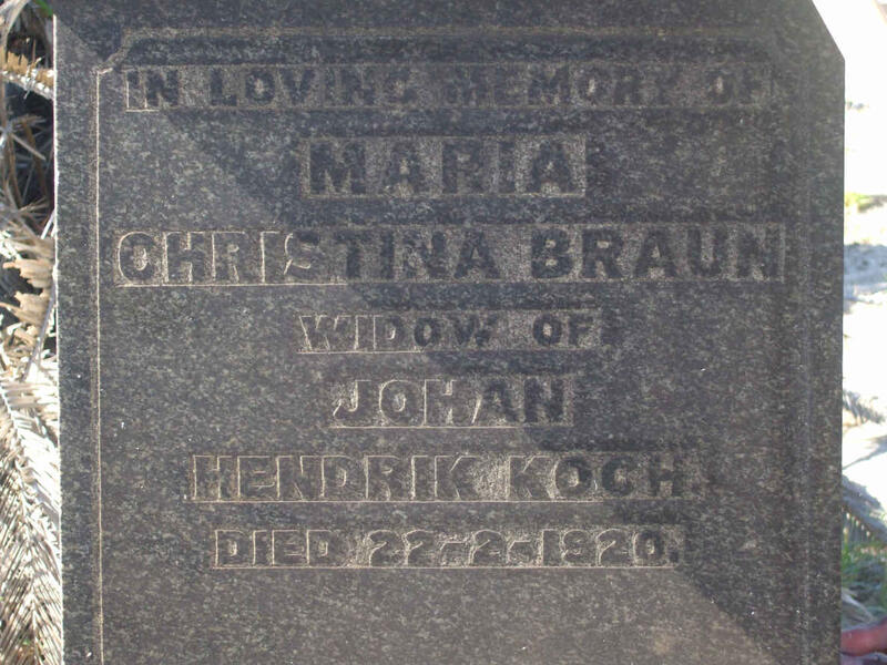 KOCH Maria Christina nee BRAUN -1920