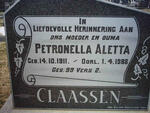 CLAASSEN Petronella Aletta 1911-1986