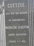 COETZEE Magdalena Gilbertha nee OOSTHUIZEN 1900-