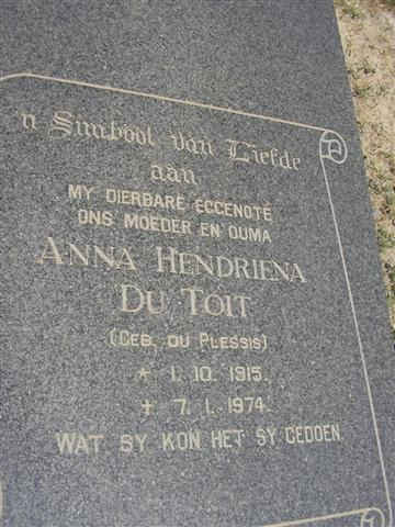 TOIT Anna Hendriena, du nee DU PLESSIS 1915-1974