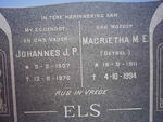 ELS Johannes J.P. 1907-1970 & Magrietha M.E. DEYSEL 1911-1994