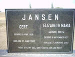 JANSEN Gert 1925-2002 & Elizabeth Maria BRITZ 1927-2003
