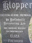 KLOPPER Eliza Fredrika previously EKSTEEN nee ODENDAAL