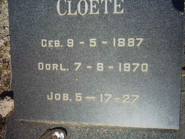 CLOETE P.A. 1887-1970