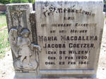 COETZER Maria Magdalena Jacoba nee DE WILZEN 1900-1949