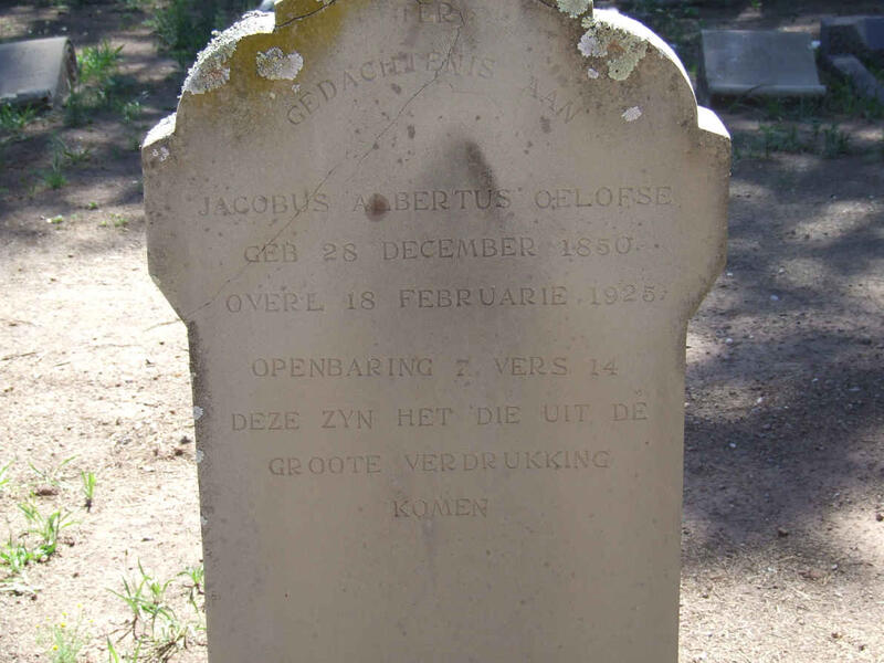 OELOFSE Jacobus Albertus 1850-1925