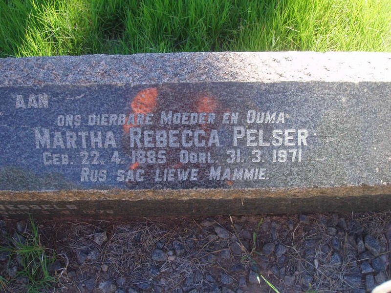 PELSER Martha Rebecca 1885-1971