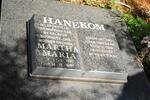 HANEKOM Martha Maria 1926-1997